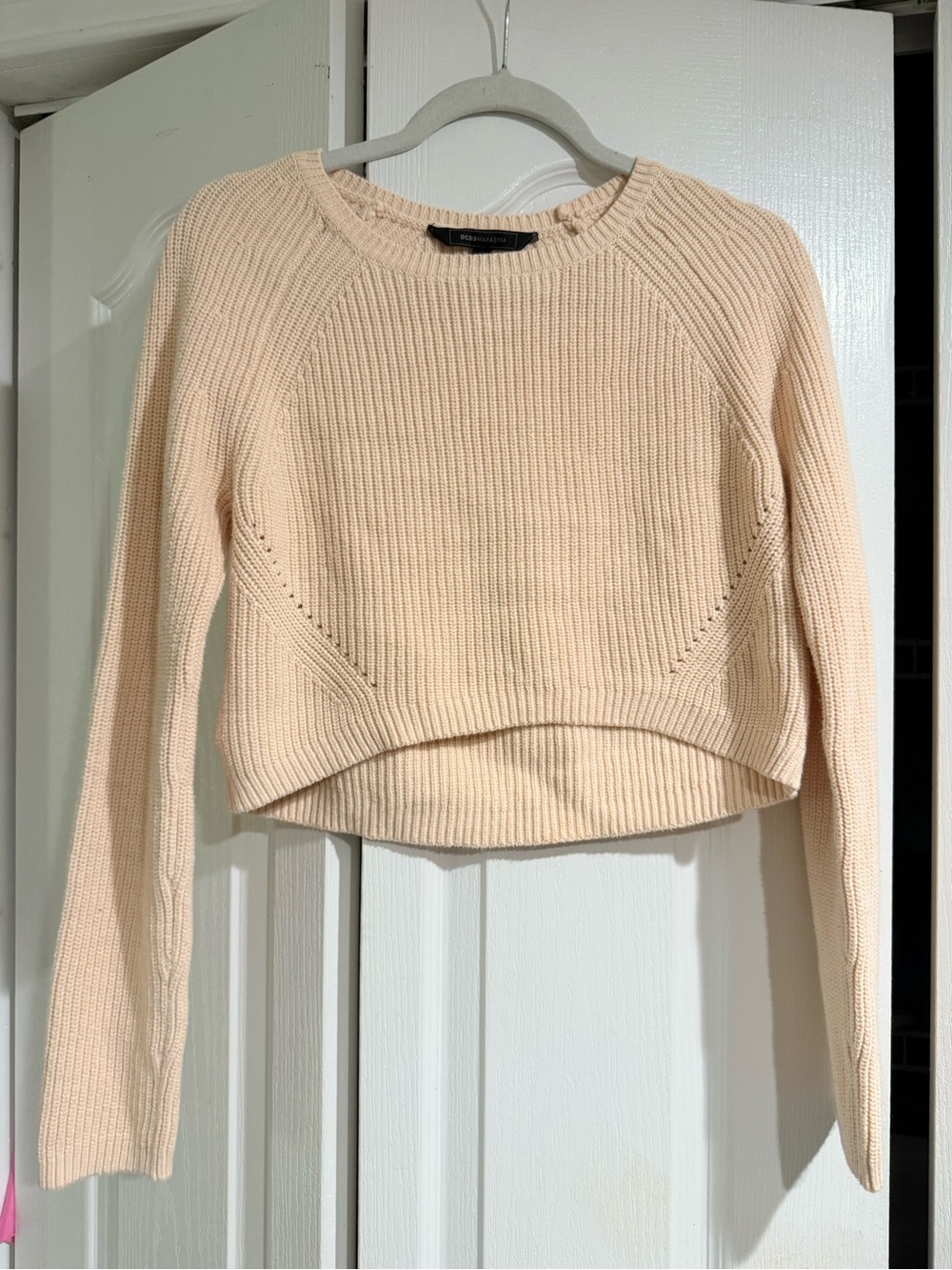 BCBGMaxAzria Peach Cropped Knit Sweater